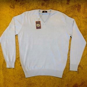 Fusaro Gold Cotton V-Neck Sweater